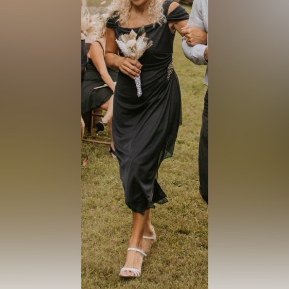 Embellished Cold Shoulder Column Evening Gown by Alex Evenings